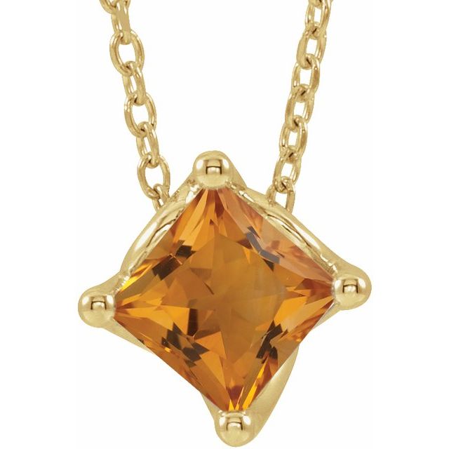 14K Yellow 4.5x4.5 mm Square Natural Citrine Solitaire 16-18