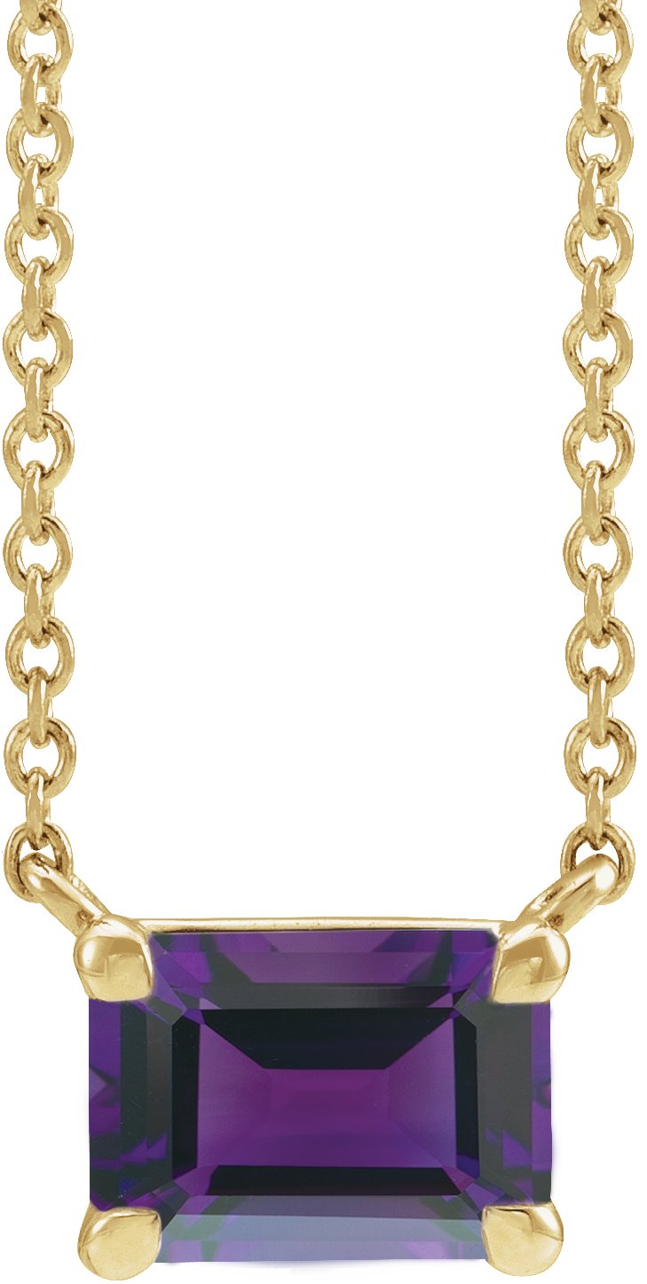 14K Yellow Natural Amethyst 18" Necklace