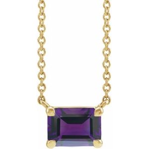 14K Yellow Natural Amethyst 18" Necklace