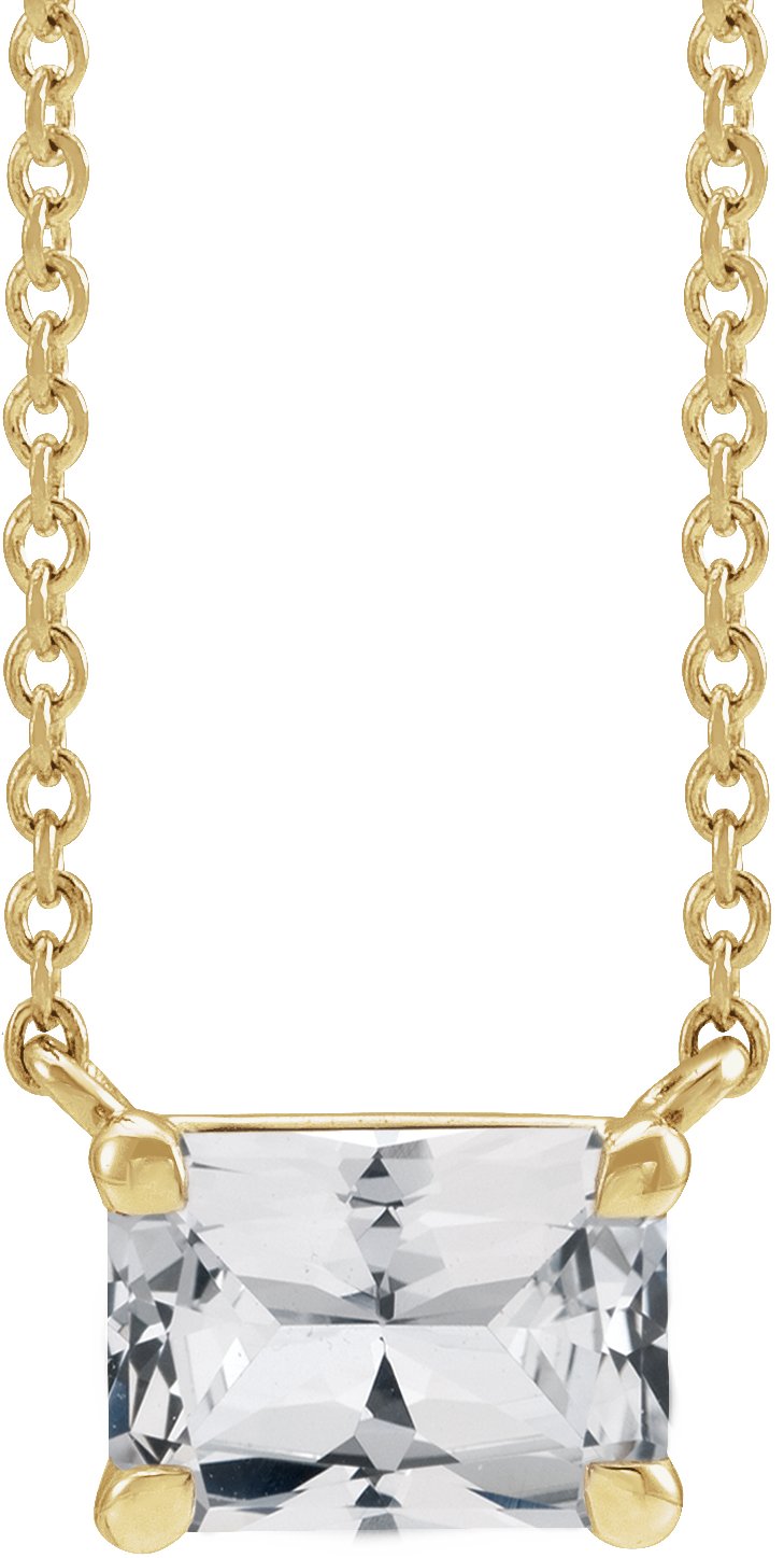 14K Yellow Natural White Sapphire 18" Necklace