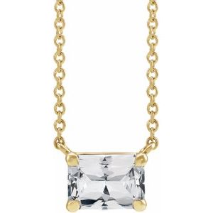 14K Yellow Natural White Sapphire 18" Necklace