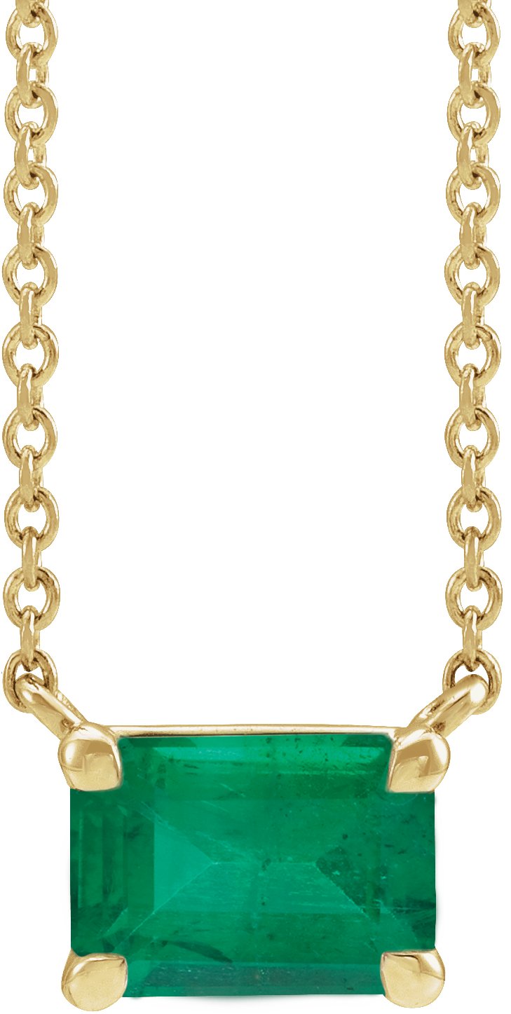 14K Yellow Lab-Grown Emerald 18" Necklace