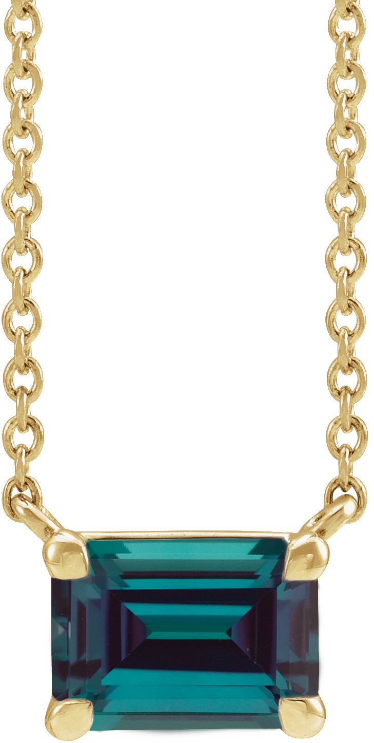 14K Yellow Lab-Grown Alexandrite 18" Necklace