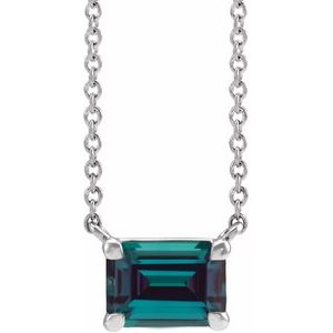 Sterling Silver Lab-Grown Alexandrite 18" Necklace