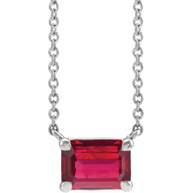 Sterling Silver Lab-Grown Ruby 18