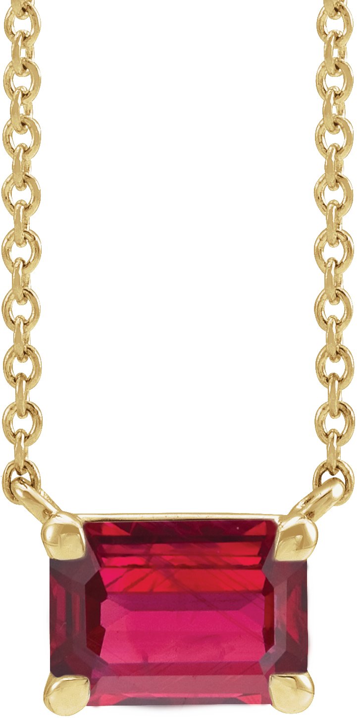 14K Yellow Lab-Grown Ruby 18" Necklace