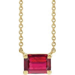 14K Yellow Lab-Grown Ruby 18" Necklace