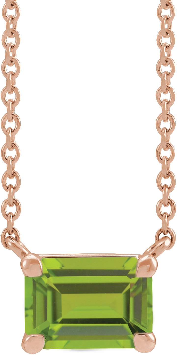 14K Rose Natural Peridot 18" Necklace