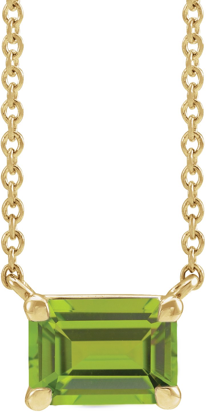 14K Yellow Natural Peridot 18" Necklace