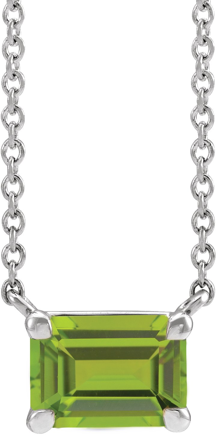 Sterling Silver Natural Peridot 18" Necklace