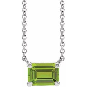 Sterling Silver Natural Peridot 18" Necklace