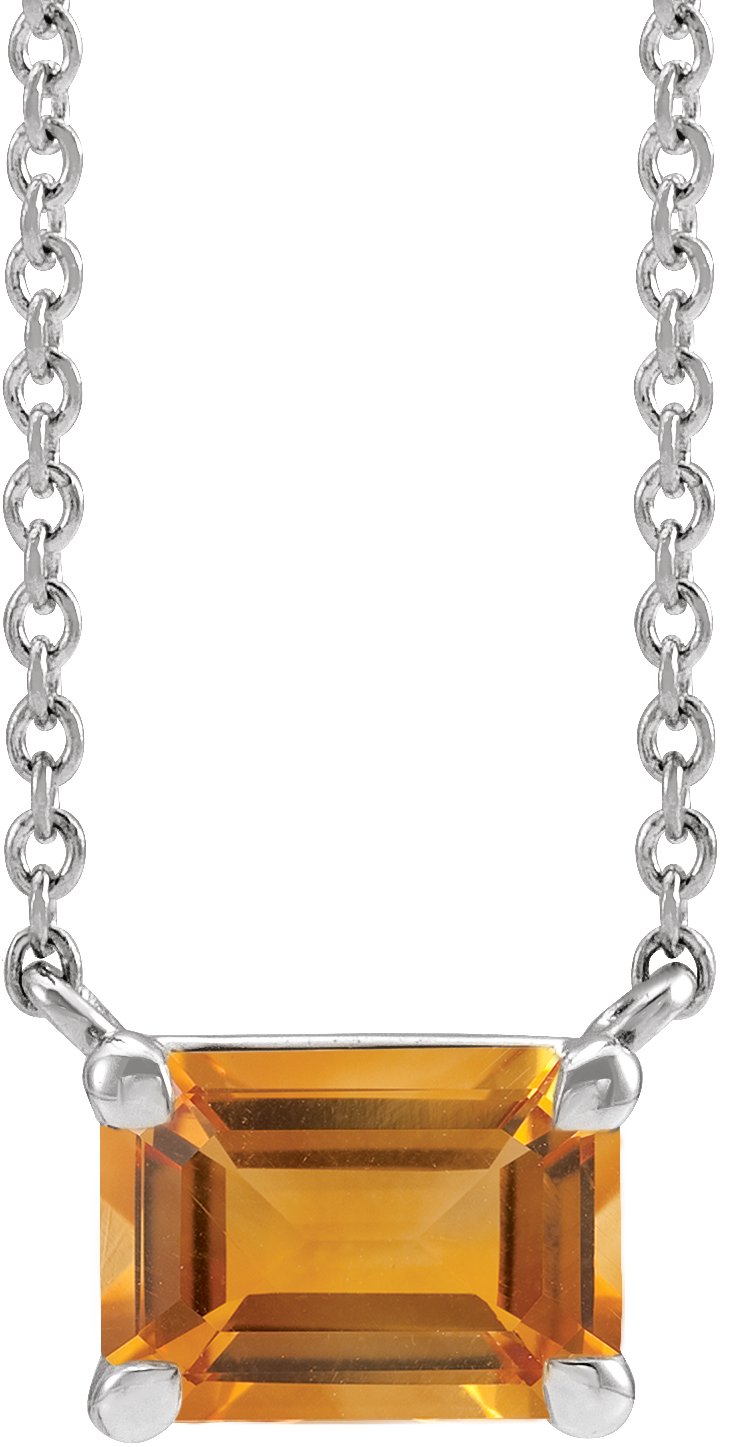 Sterling Silver Natural Citrine 18" Necklace