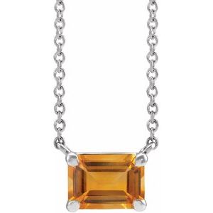 Sterling Silver Natural Citrine 18" Necklace