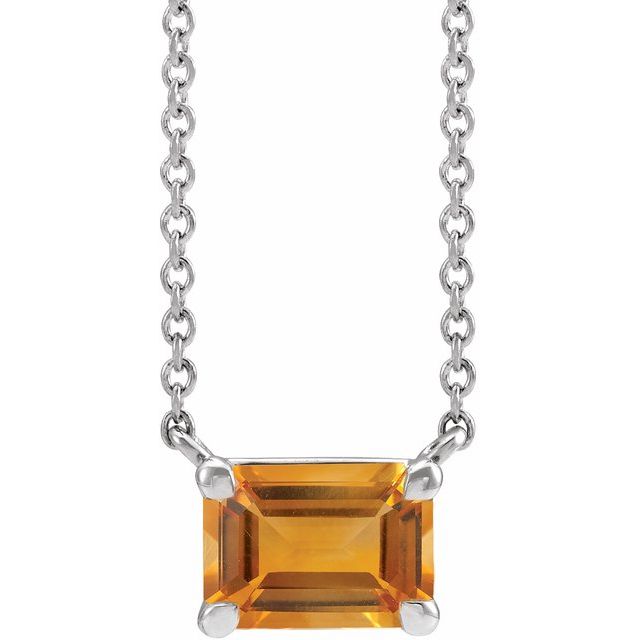 Sterling Silver Natural Citrine 18 Necklace