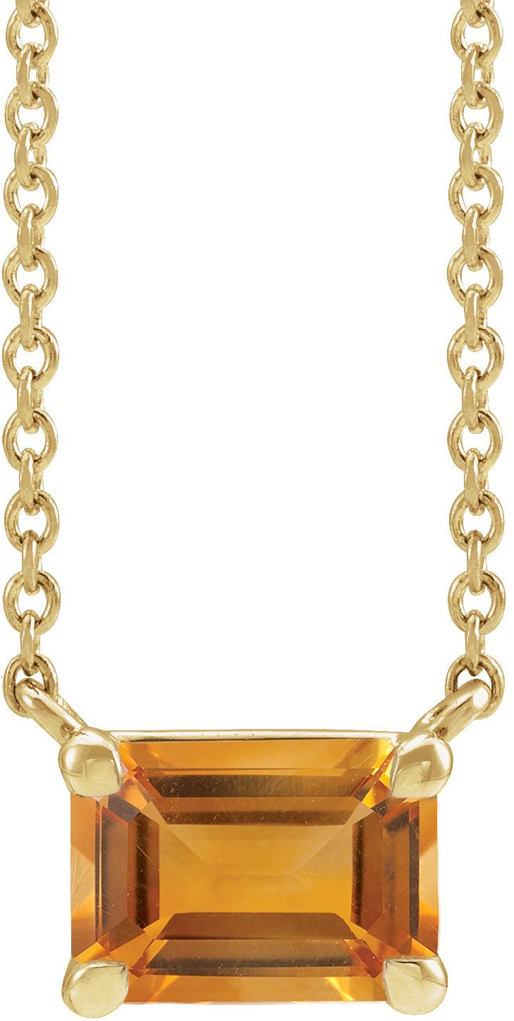 14K Yellow Natural Citrine 18" Necklace