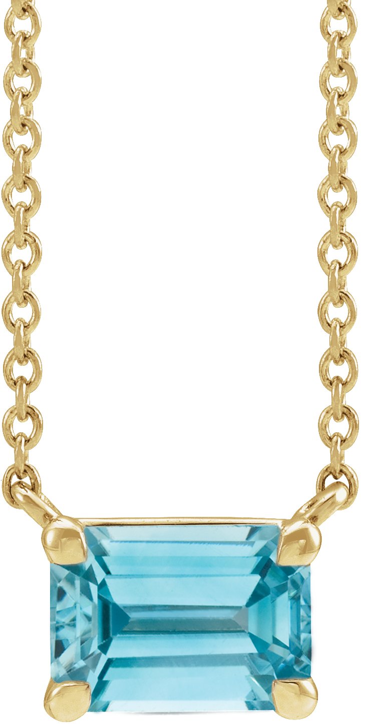 14K Yellow Natural Blue Zircon 18" Necklace