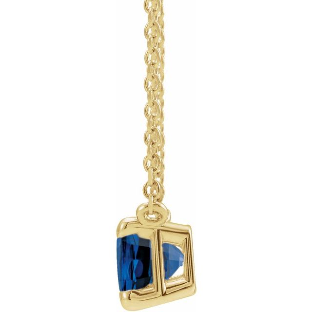 14K Yellow Lab-Grown Blue Sapphire 18 Necklace
