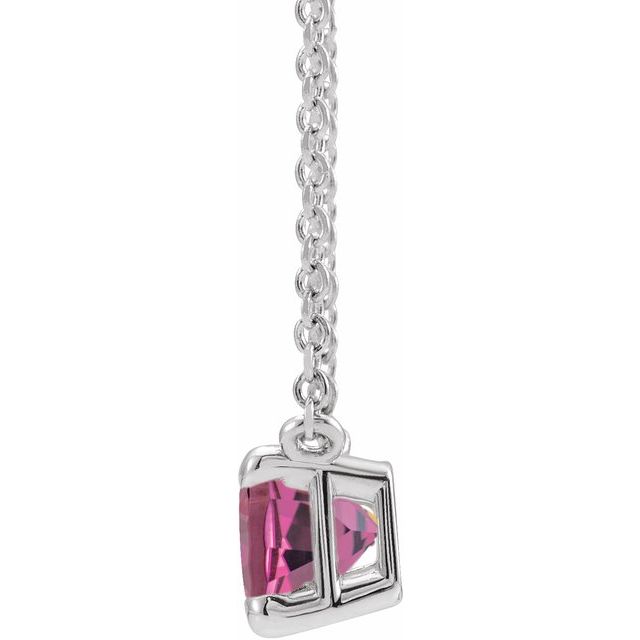 Sterling Silver Natural Pink Tourmaline 18 Necklace