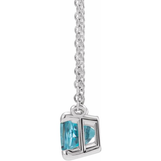14K White Natural Blue Zircon 18 Necklace