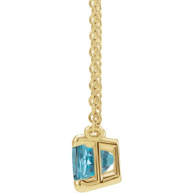 14K Yellow Natural Blue Zircon 18 Necklace