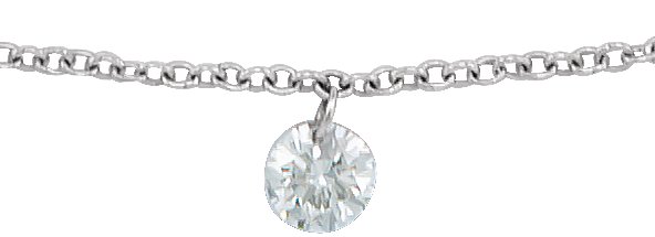 14K White 1/6 CT Drilled Diamond Solitaire 16-18 Necklace