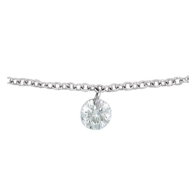 14K Rose 1/6 CT Drilled Natural Diamond Solitaire 8-9 Anklet