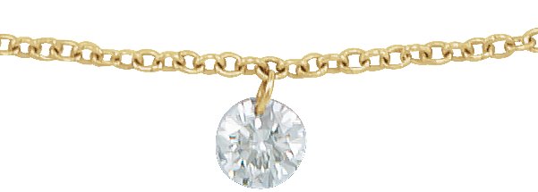 14K Yellow 1/6 CT Drilled Diamond Solitaire 16-18 Necklace