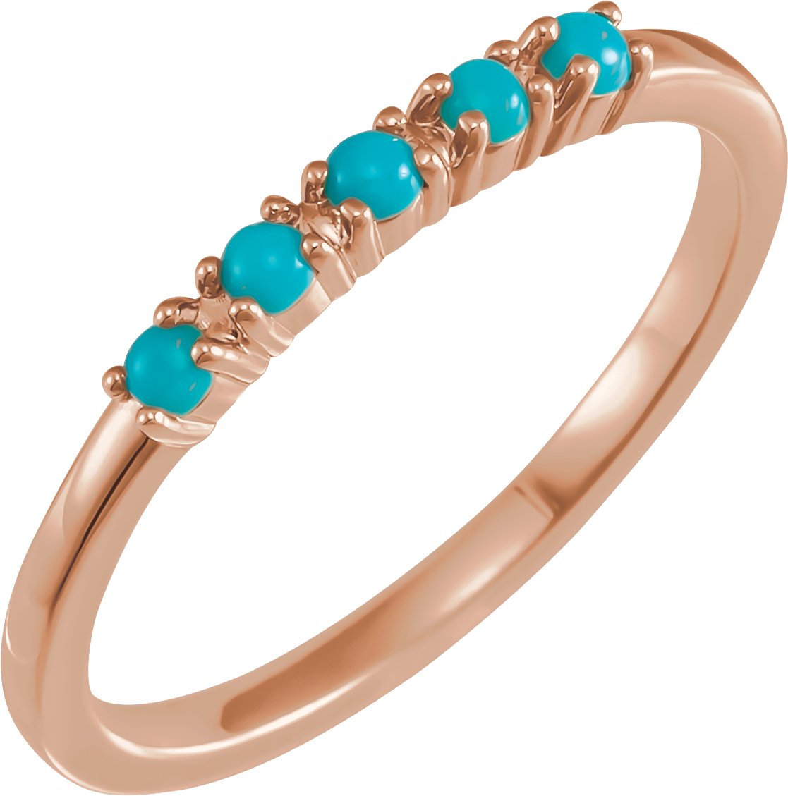 14K Rose Natural Turquoise Cabochon Stackable Ring