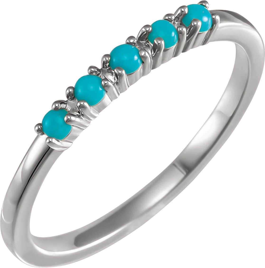 Sterling Silver Natural Turquoise Cabochon Stackable Ring