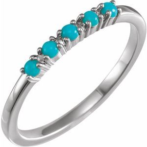 Platinum Natural Turquoise Cabochon Stackable Ring
