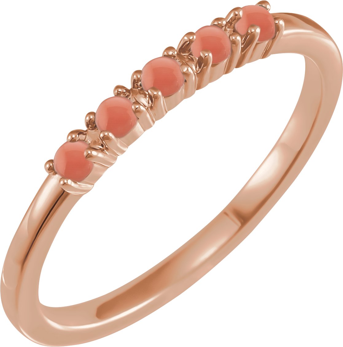 14K Rose Natural Pink Coral Stackable Ring Ref 18116800