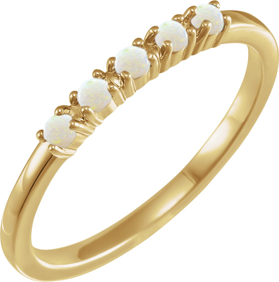 14K Yellow Natural White Opal Stackable Ring Ref 18116797