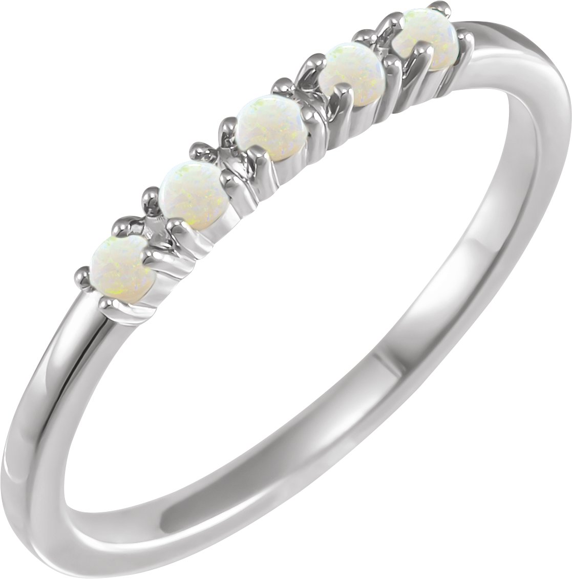 Sterling Silver Natural White Opal Stackable Ring Ref 18116791