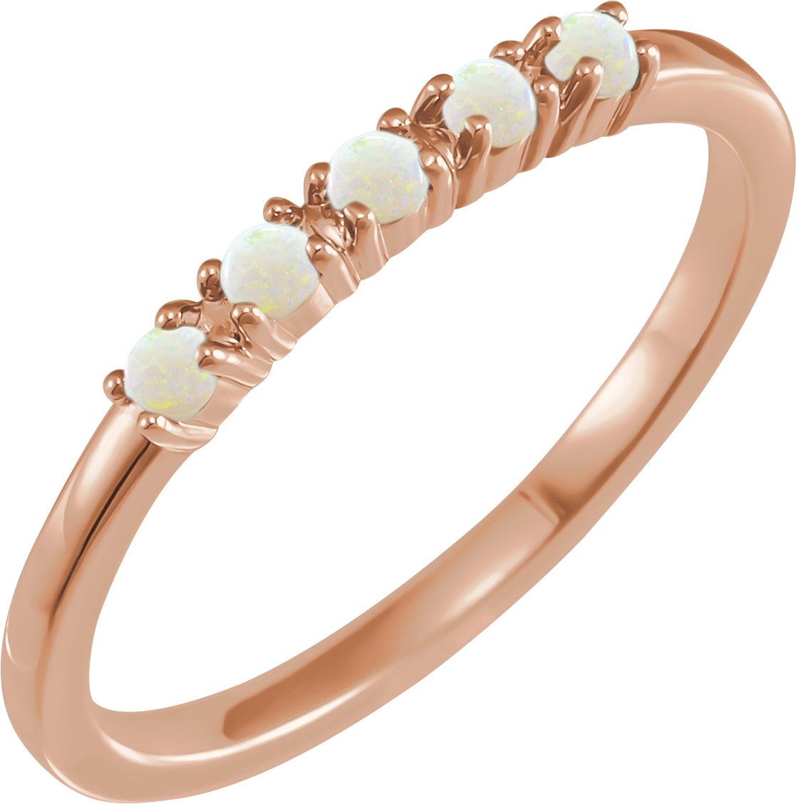 14K Rose Natural White Opal Stackable Ring Ref 18116793