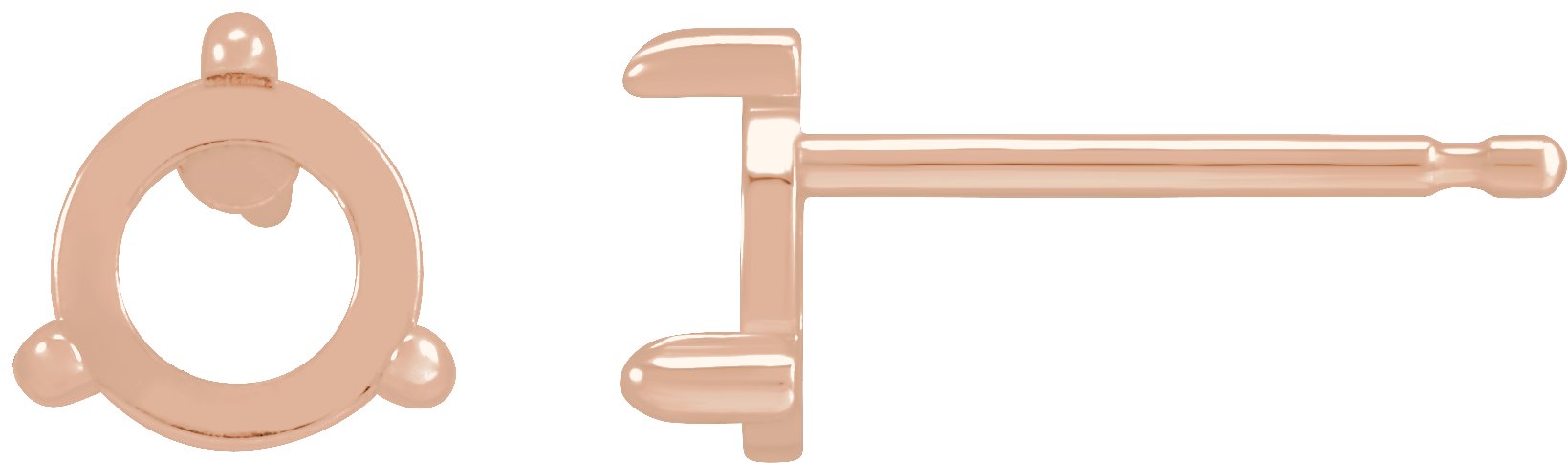 Round 3-Prong Claw Rose-Cut Stud Earrings