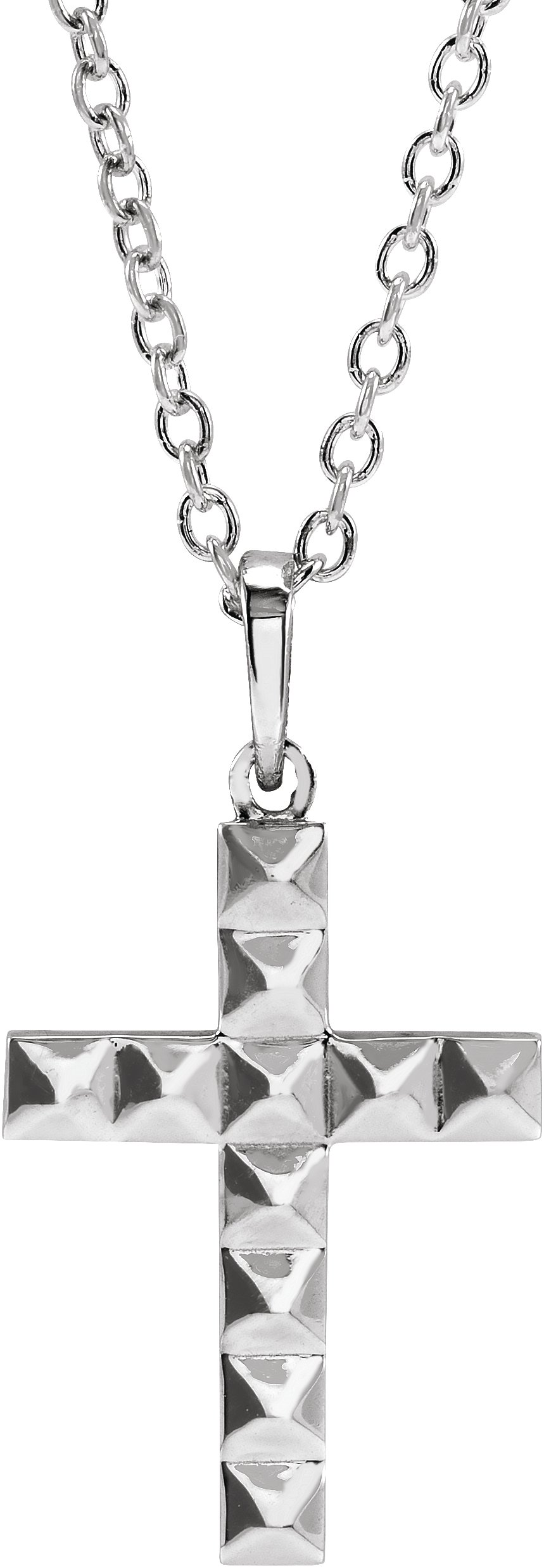 14K White 27.22x14.29 mm Pyramid Cross 20" Necklace