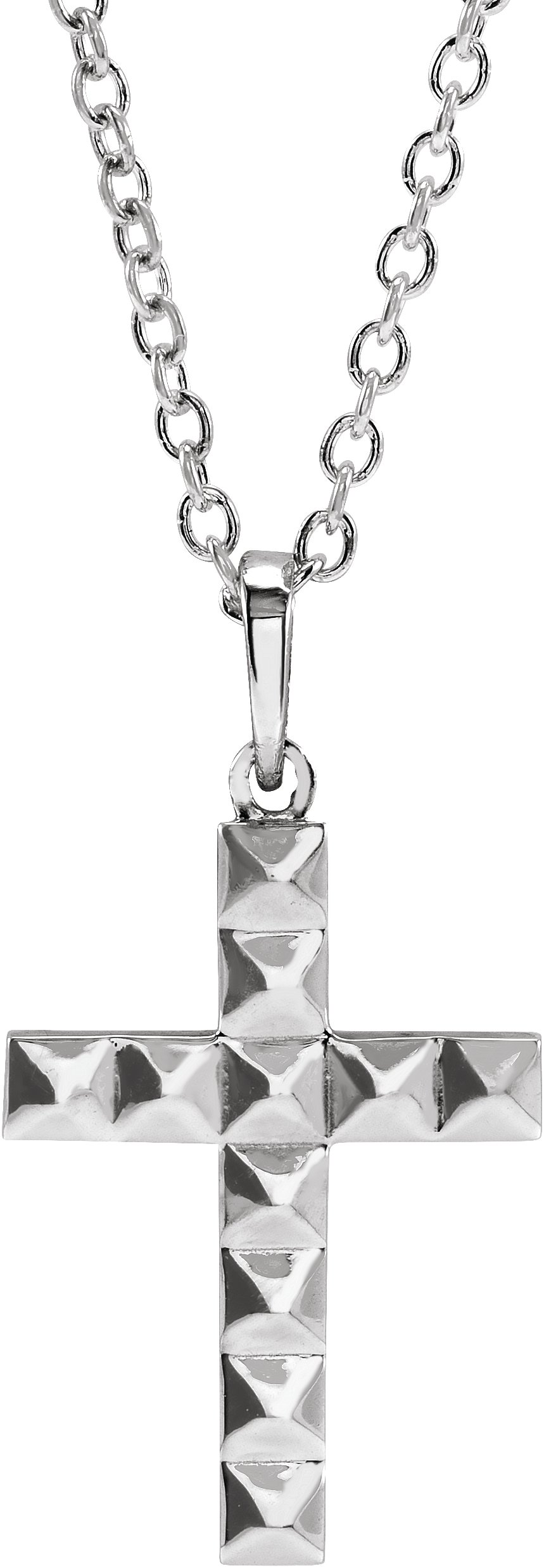 Sterling Silver Pyramid Cross 20" Necklace