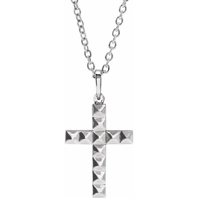 Sterling Silver 27.22x14.29 mm Pyramid Cross 20" Necklace