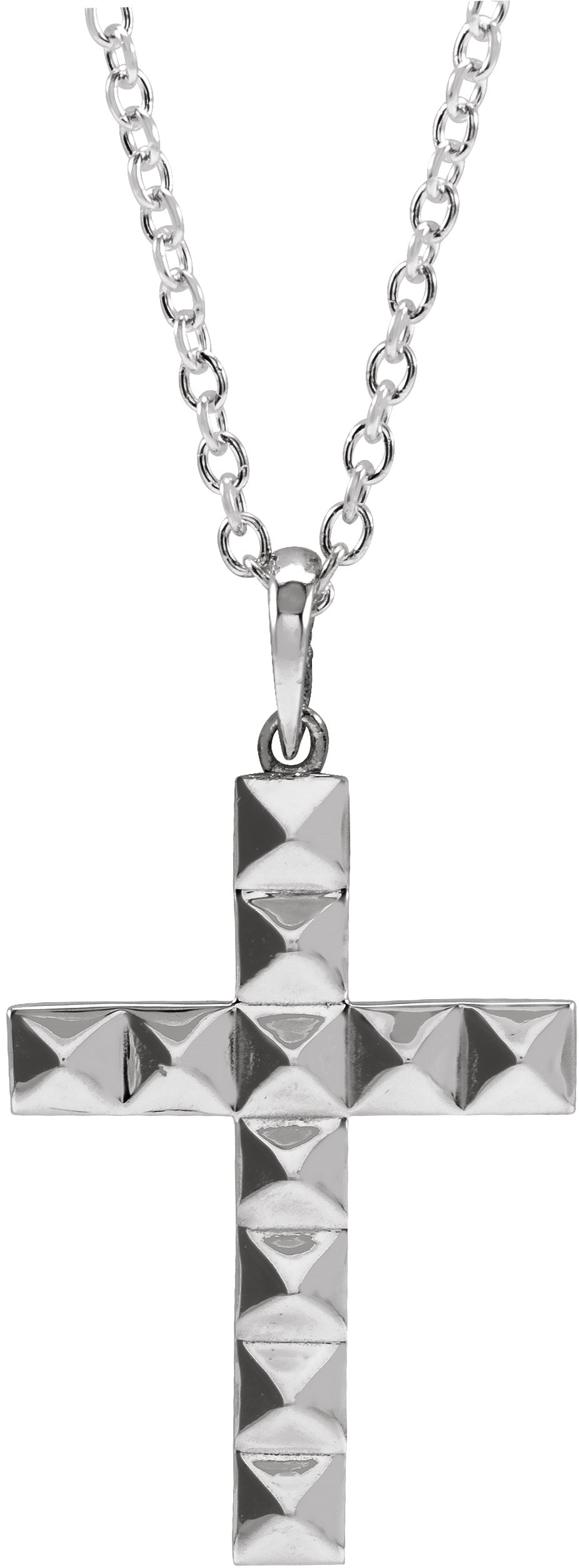 Sterling Silver Pyramid Cross 20" Necklace