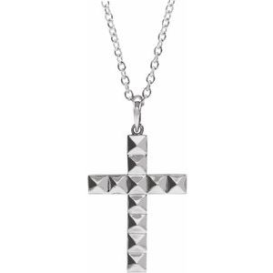 14K White 32.19x17.87 mm Pyramid Cross 20" Necklace