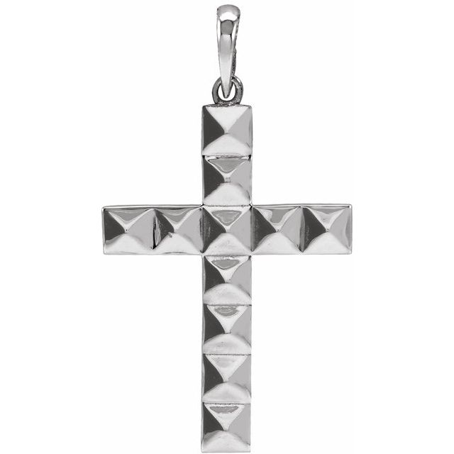 14K White Pyramid Cross Pendant