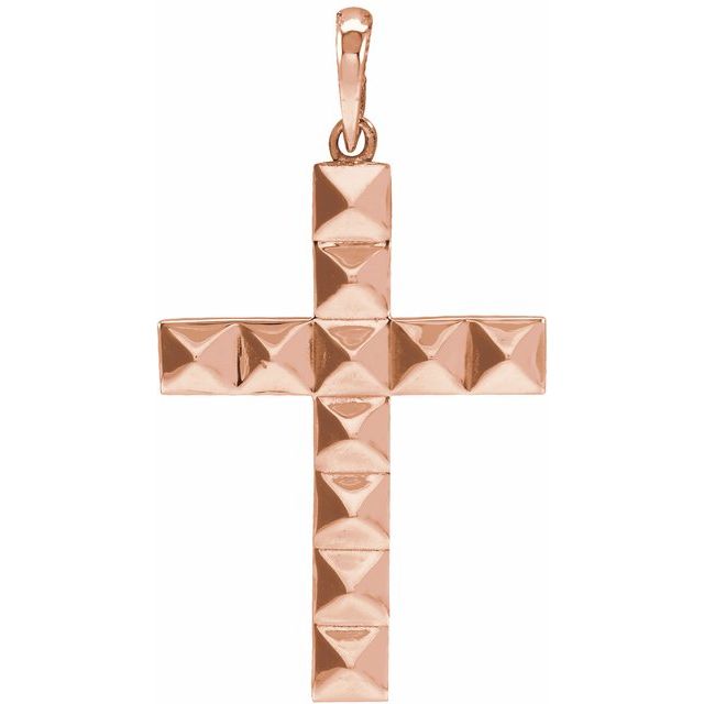 14K Rose Pyramid Cross Pendant