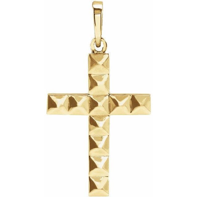 14K Yellow Pyramid Cross Pendant