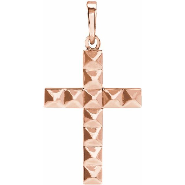 14K Rose Pyramid Cross Pendant
