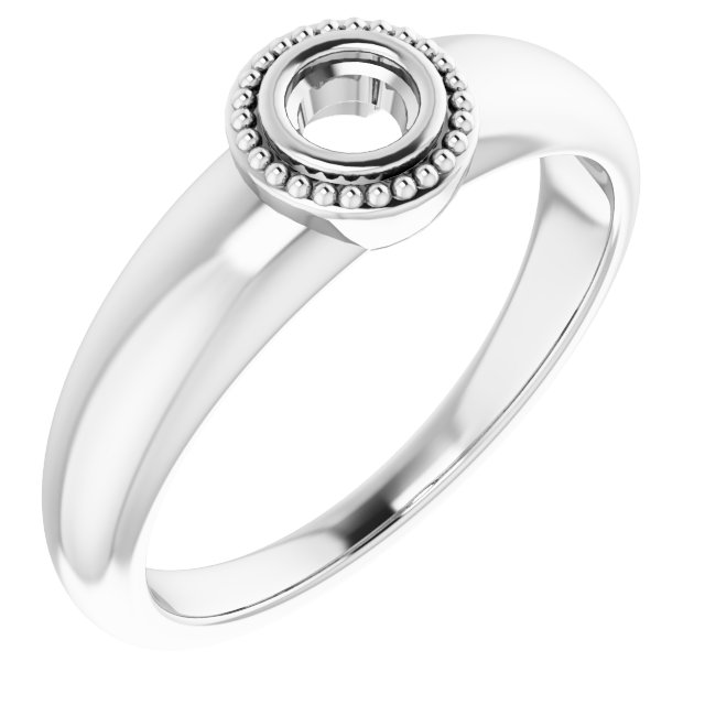 Beaded Bezel-Set Solitaire Ring