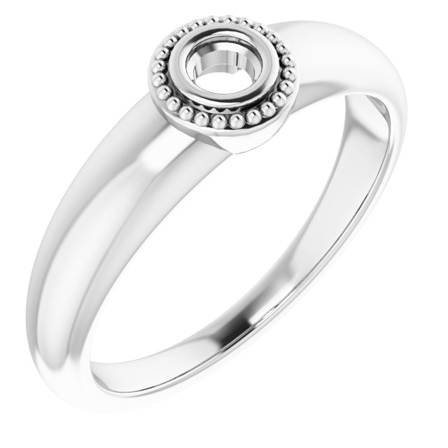 Beaded Bezel-Set Solitaire Ring