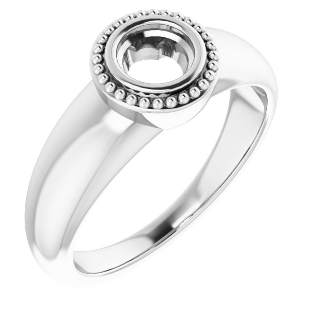 Beaded Bezel-Set Solitaire Ring