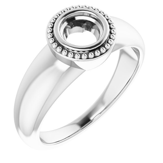 Beaded Bezel-Set Solitaire Ring