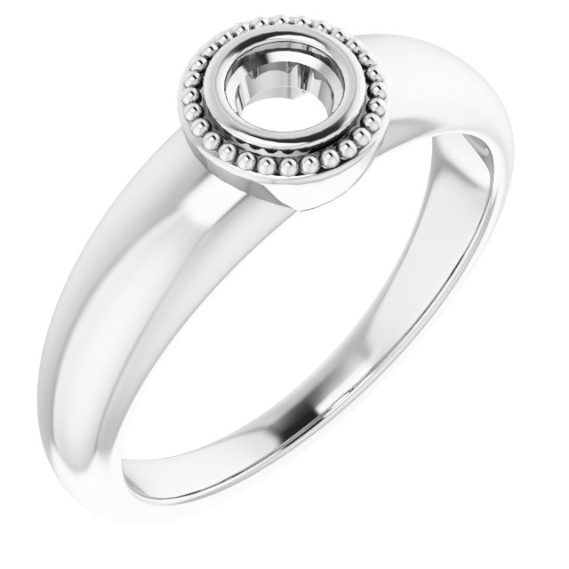 Beaded Bezel-Set Solitaire Ring