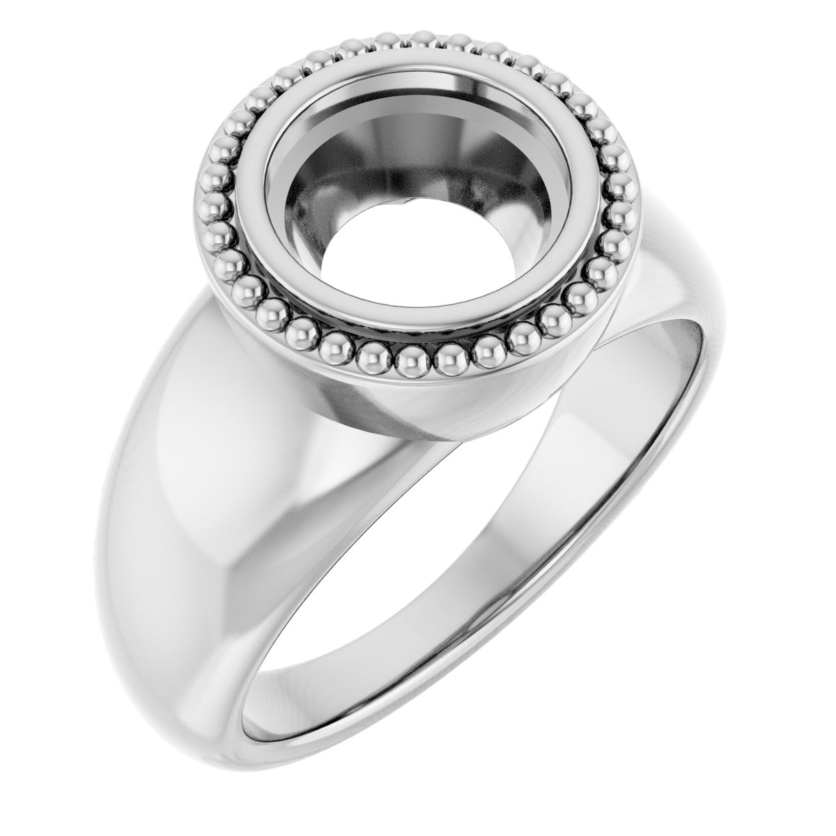 Beaded Bezel-Set Solitaire Ring
